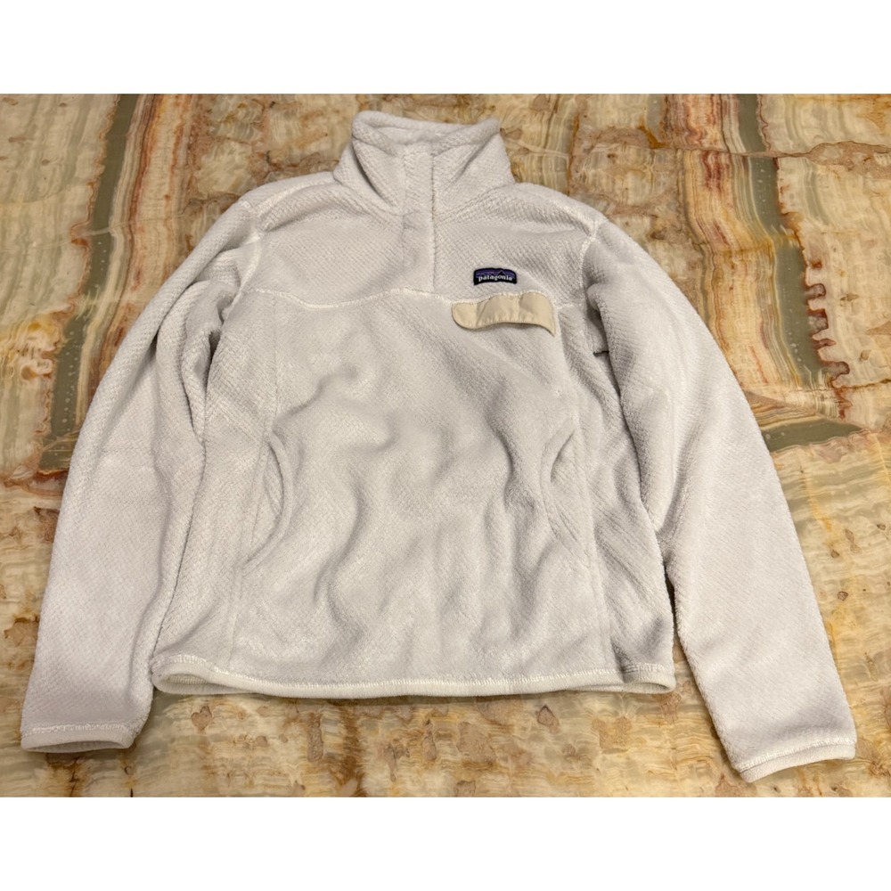 Patagonia Womens Re-Tool Snap-T Pullover White X-Dye Fleece Long Sleeve Medium